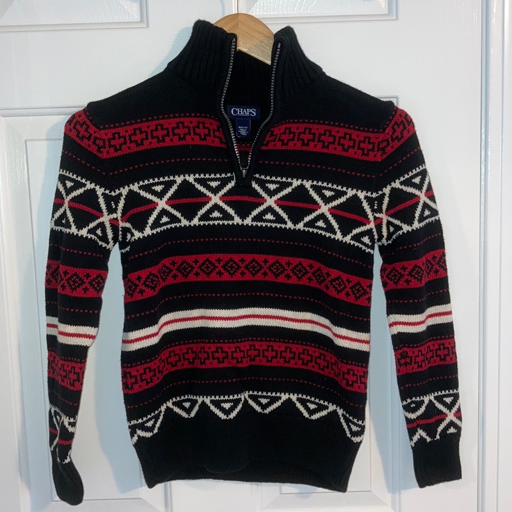 Boy’s Black Fairisle 1/4 Zip Chaps Sweater